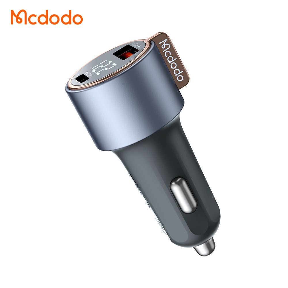 Mcdodo 75w Dual Port Car Charger USB-C (45w) USB-A (30w) + Voltage Display