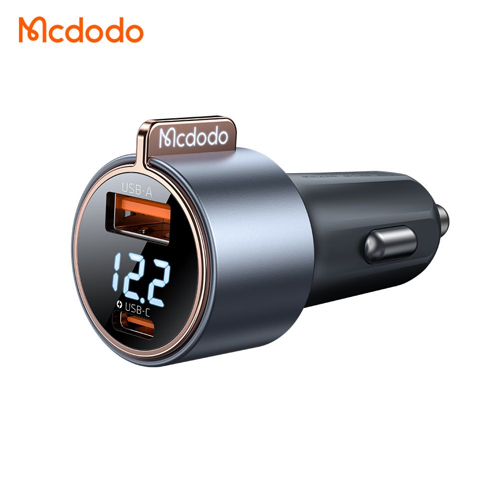 Mcdodo 75w Dual Port Car Charger USB-C (45w) USB-A (30w) + Voltage Display