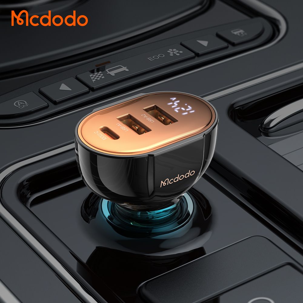 Mcdodo 100w 3 Port Fast Car Charger , USB-C x 1 : USB-A x 2