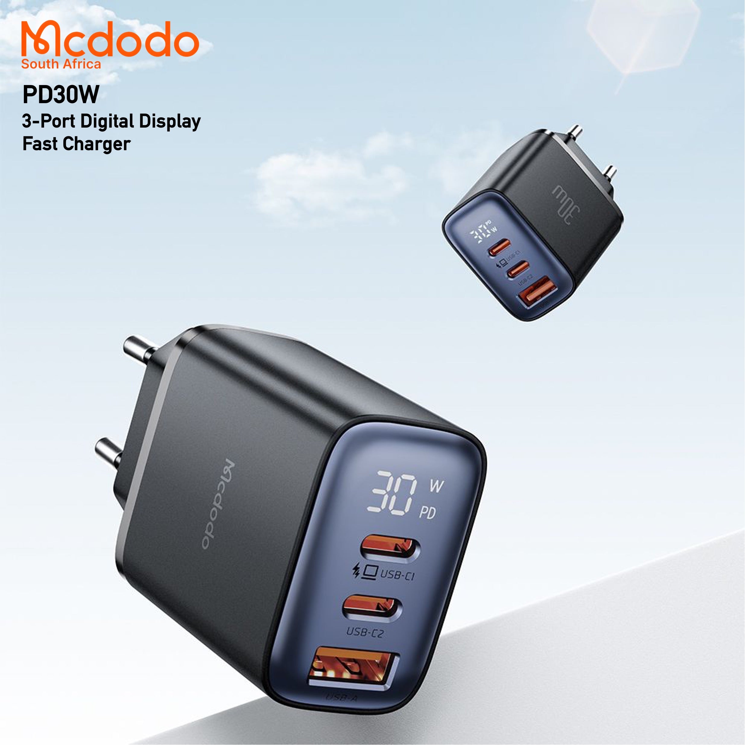 Mcdodo PD30W 3-Port Digital Display Fast Charger