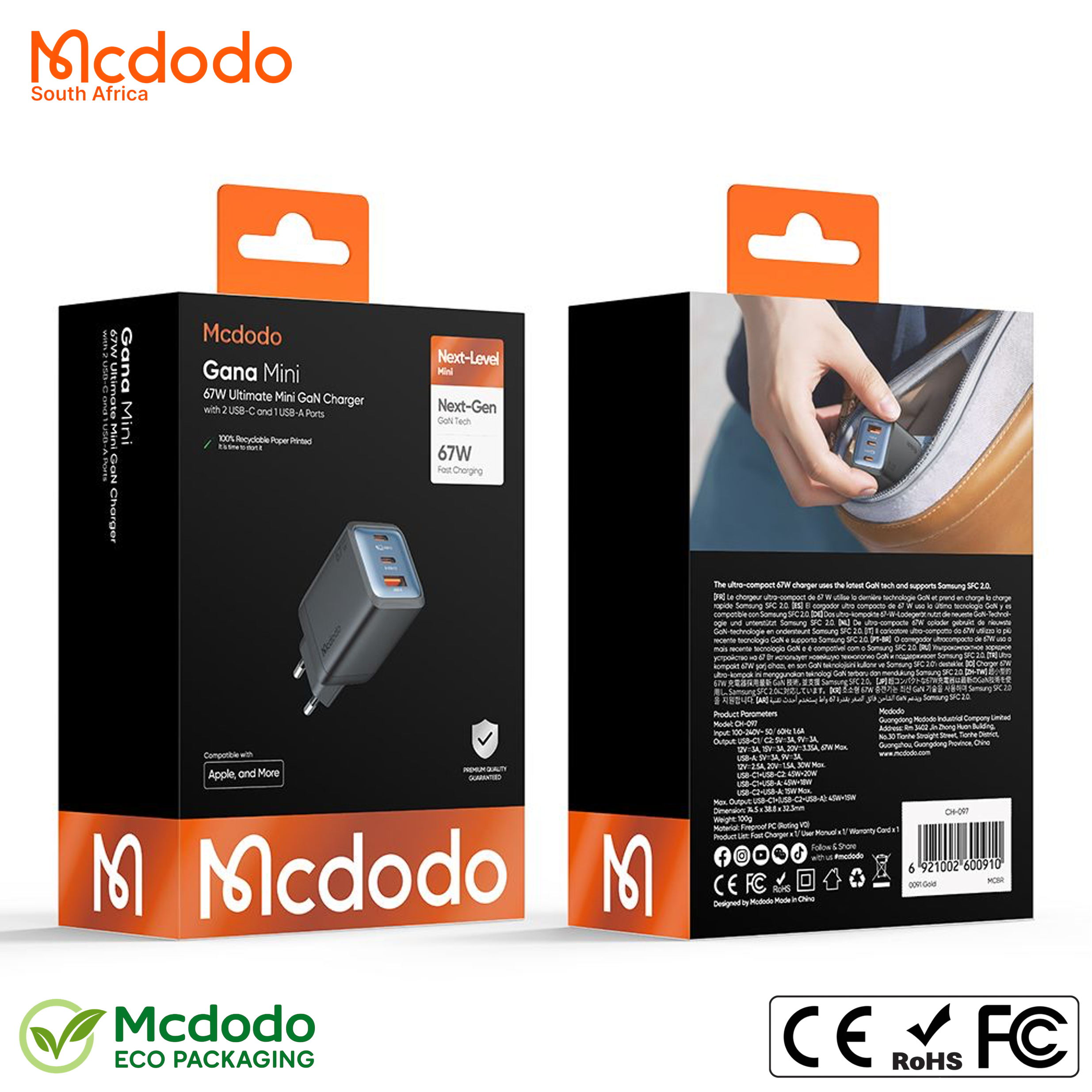 Mcdodo 67W Gana Mini GaN Charger