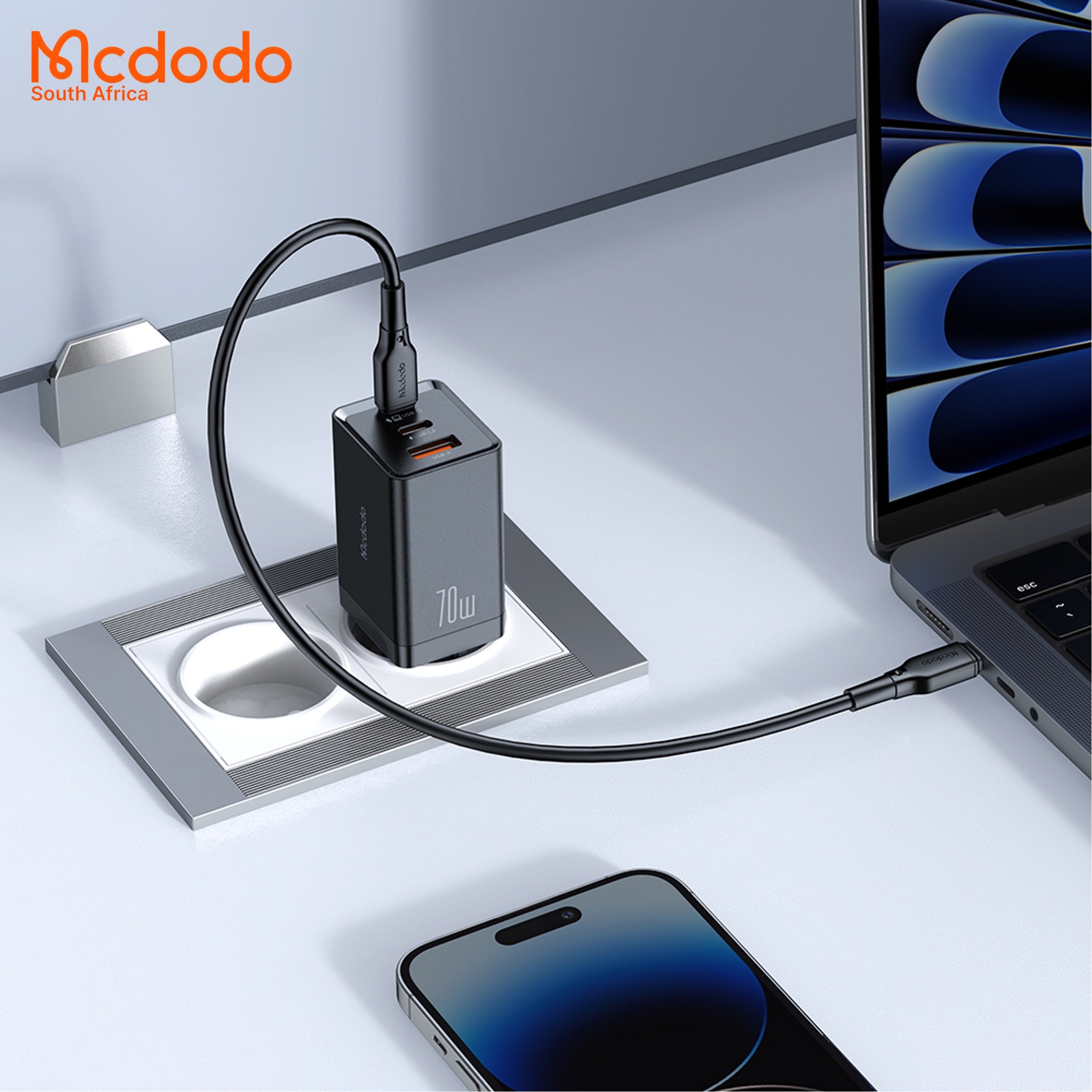 Mcdodo 70W Mini GaN Fast Charger Tri Port