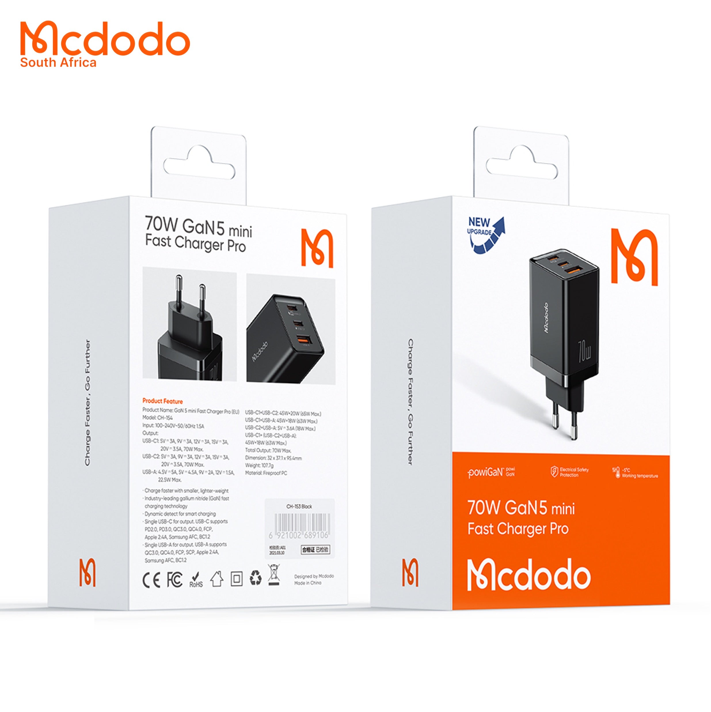 Mcdodo 70W Mini GaN Fast Charger Tri Port