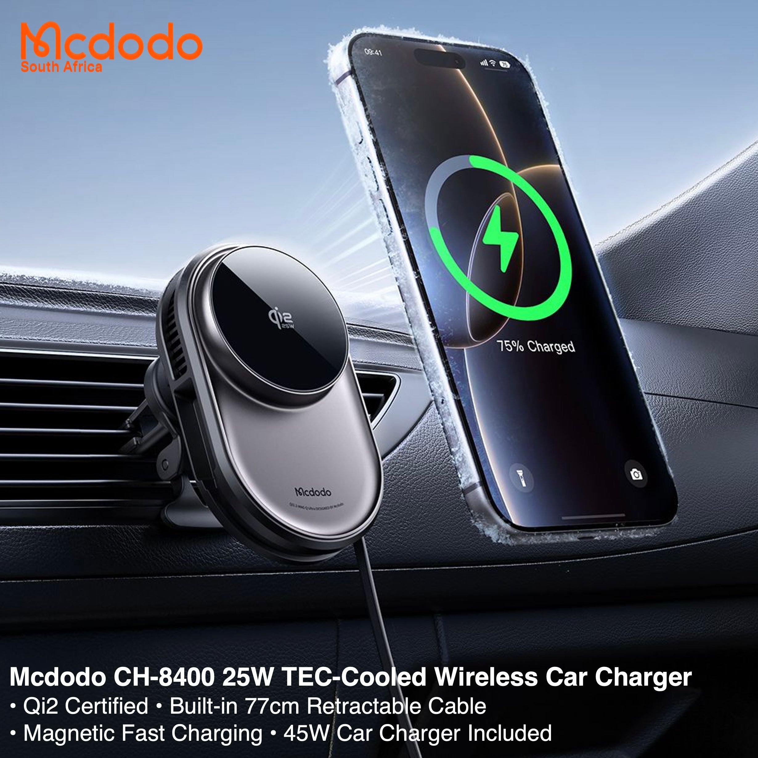 Mcdodo 25W Qi2 Magsafe Magnetic Wireless Car Charger Vent or Dash Mount