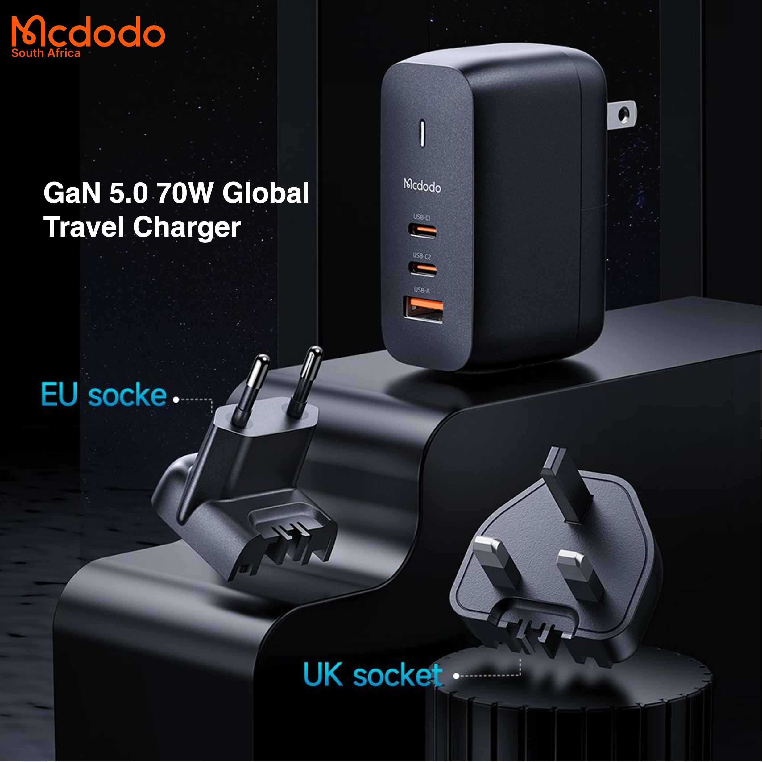 Mcdodo 70W GaN5.0 Global Travel Charger