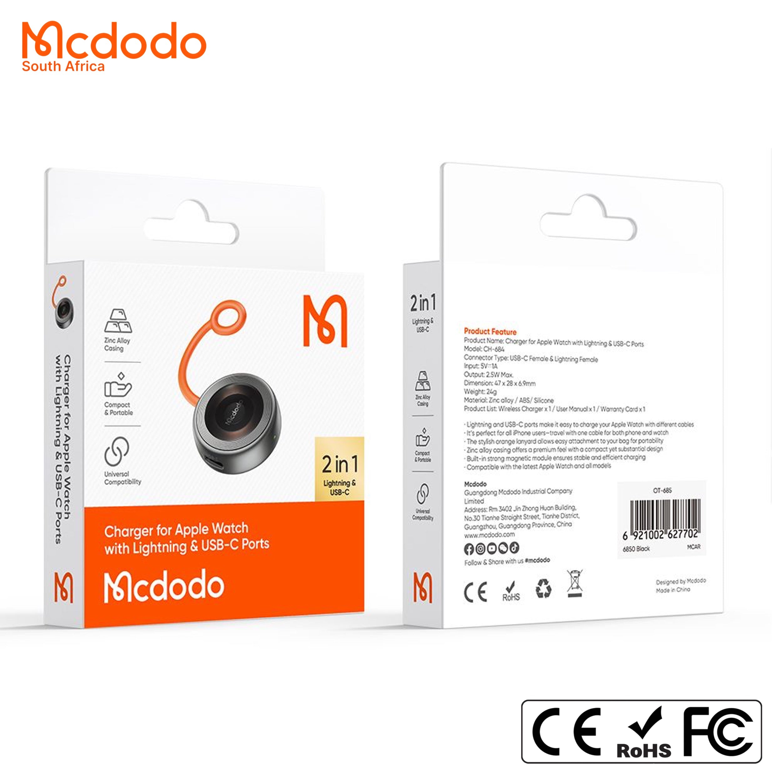 Mcdodo Dual Input Wireless Charger for Apple Watch & AirPods