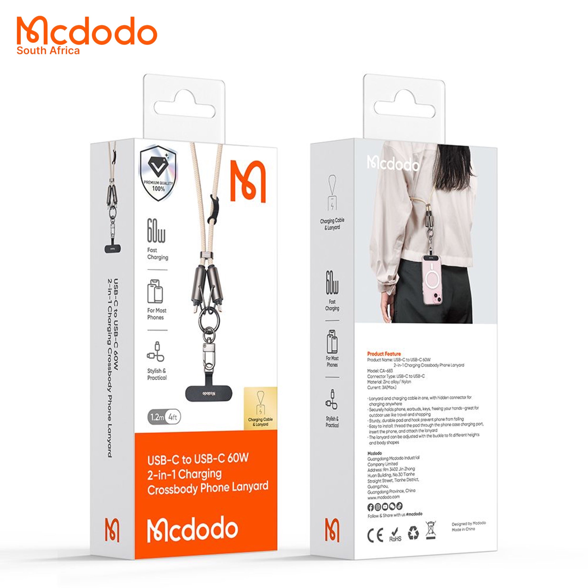Mcdodo Lanyard + 60W USB-C Charging Cable