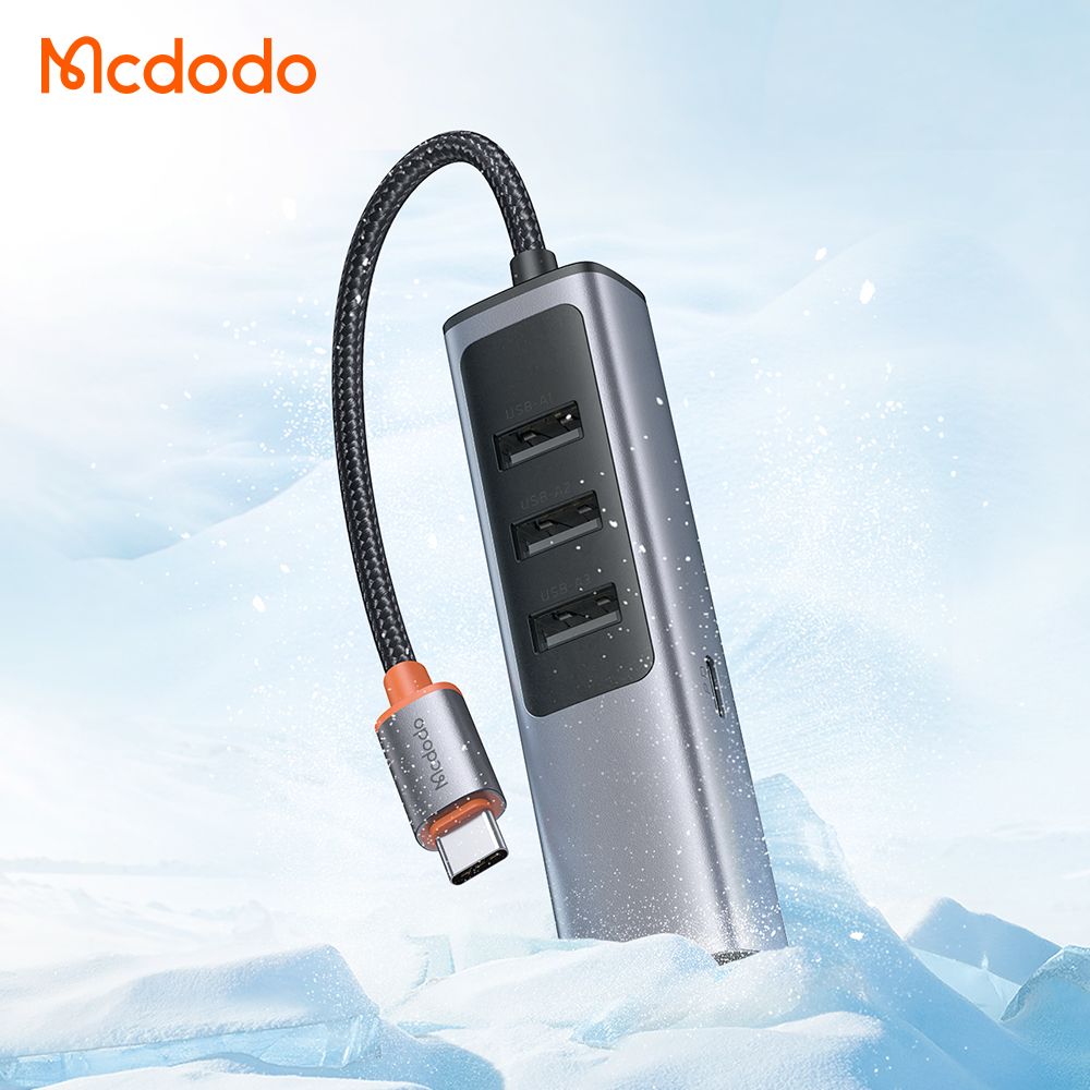 Mcdodo 5 in 1 USB C To USB A x 4 Hub Dongle + 100w Type C Power