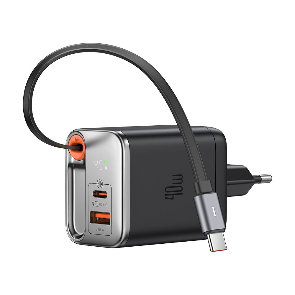 Mcdodo 40w GaN Fast Charger Retractable USB-C Cable Digital Watt Display